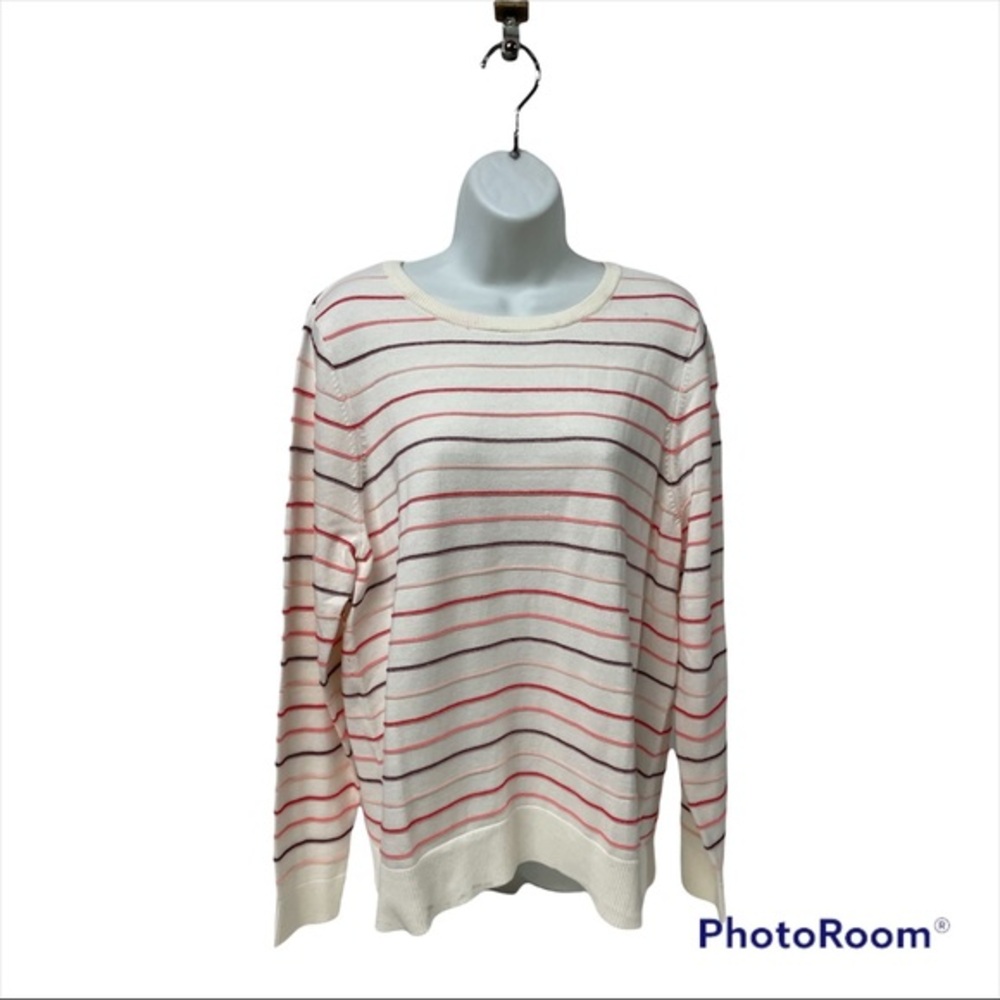 Apt 9  Sweater Plus 2XL NEW Stripes White Red Pink womans winter